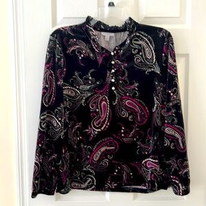 Velour Long Sleeve Blouse XXL